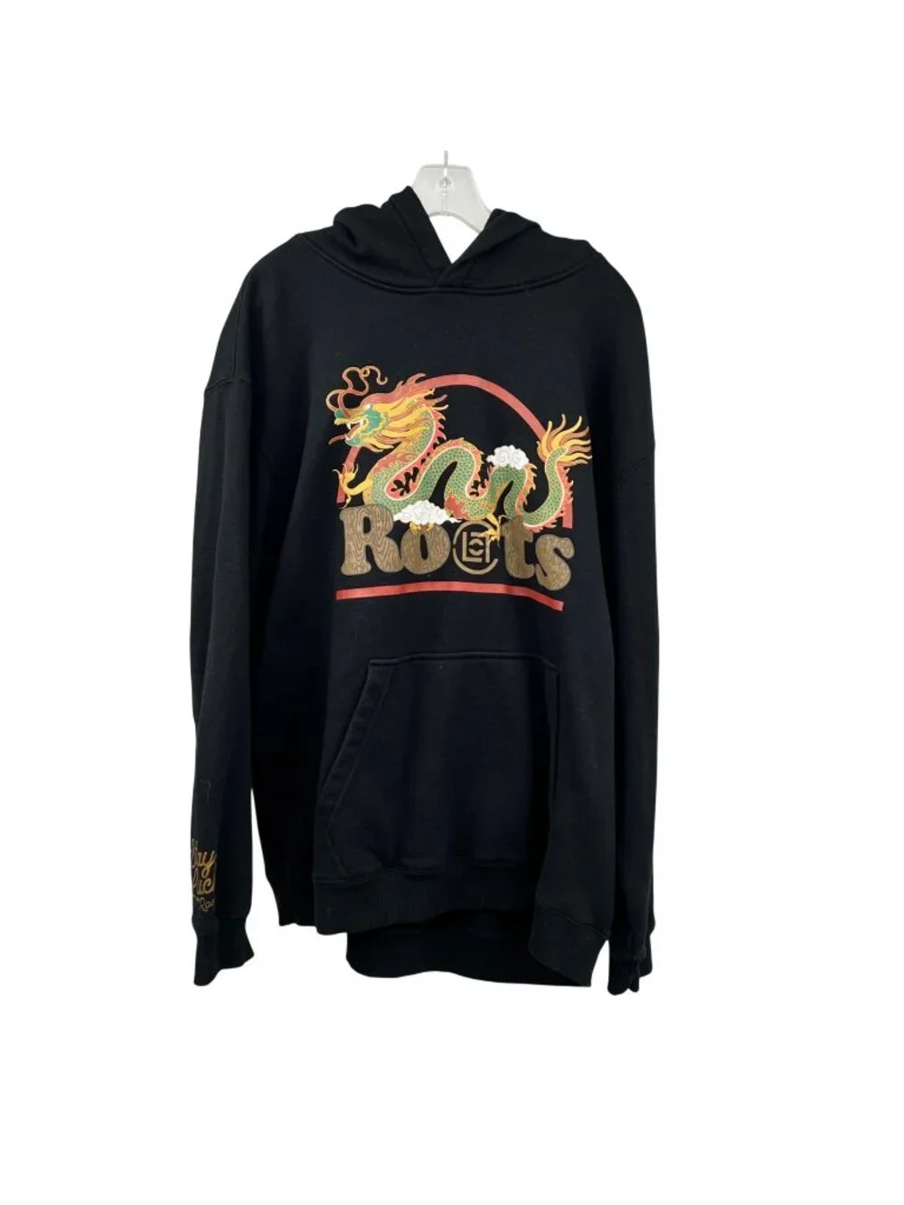 Roots Womens Logo Graphic Hoodie Pullover Dragon Black/Multi Size Large